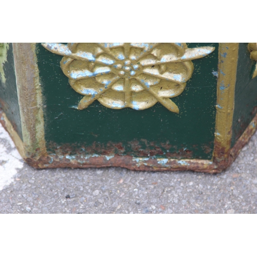 145 - OLD VINTAGE CAST IRON GARDEN PLANTER WITH TUDOR ROSE RELIEF DETAIL 
40 X 40CM