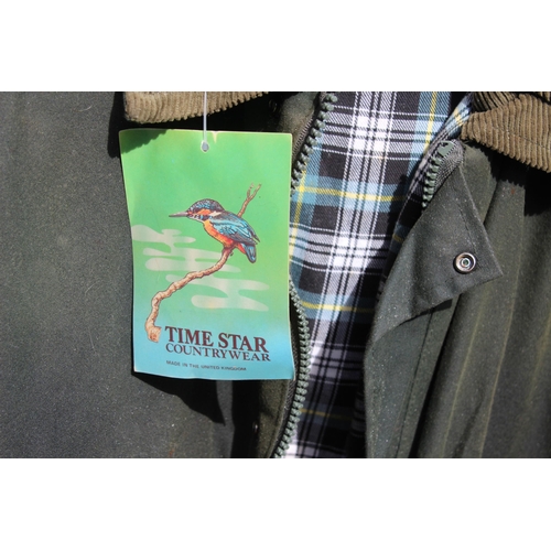 622 - VINTAGE TIMESTAR COUNTRYWEAR WAX JACKET - SIZE S INSIDE