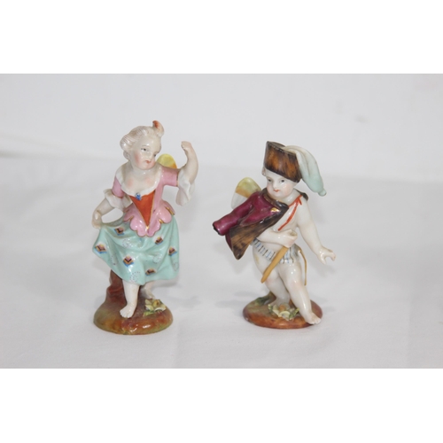 854 - 12 X  ANTIQUE MEISSEN STYLE FIGURES - COUPLE A/F ON WINGS 
9CM