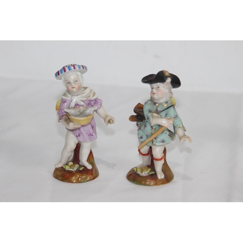 854 - 12 X  ANTIQUE MEISSEN STYLE FIGURES - COUPLE A/F ON WINGS 
9CM