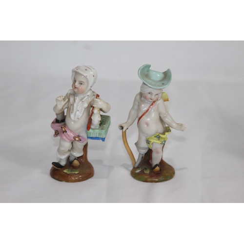 854 - 12 X  ANTIQUE MEISSEN STYLE FIGURES - COUPLE A/F ON WINGS 
9CM