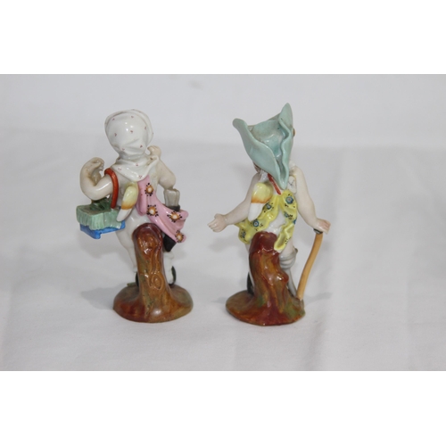 854 - 12 X  ANTIQUE MEISSEN STYLE FIGURES - COUPLE A/F ON WINGS 
9CM