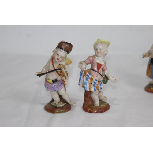 854 - 12 X  ANTIQUE MEISSEN STYLE FIGURES - COUPLE A/F ON WINGS 
9CM