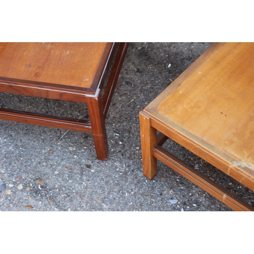 98 - PAIR OF RETRO COFFEE TABLES 
85 X 85 X 39CM