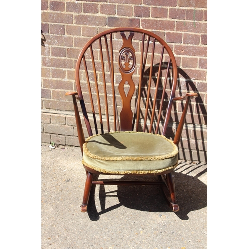 106 - 2 X RETRO ERCOL ARMCHAIRS - ONE OS A ROCKER - ONE A/F ARMS HAVE BEEN REMOVED 
70 X 80 X 94CM