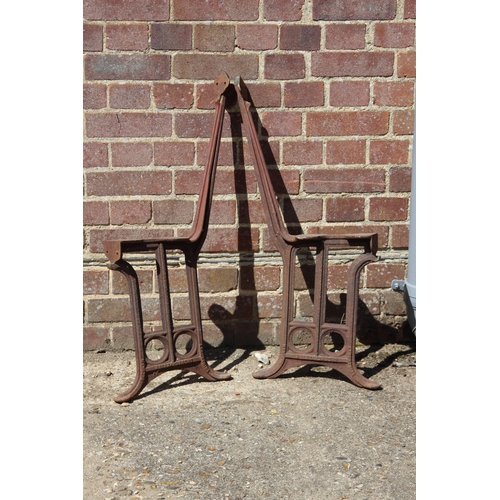 116 - PAIR OF VINTAGE IRON BENCH ENDS 
86 X 35CM