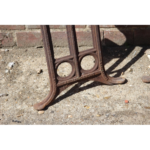 116 - PAIR OF VINTAGE IRON BENCH ENDS 
86 X 35CM