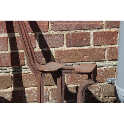 116 - PAIR OF VINTAGE IRON BENCH ENDS 
86 X 35CM