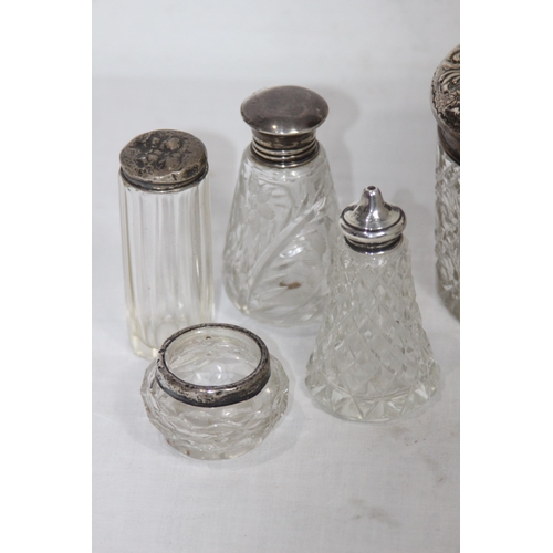 1050 - SELECTION OF SILVER TOP GLASSWARE