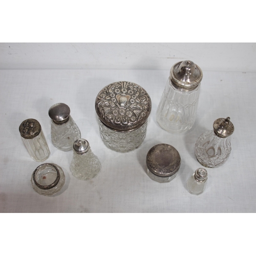 1050 - SELECTION OF SILVER TOP GLASSWARE