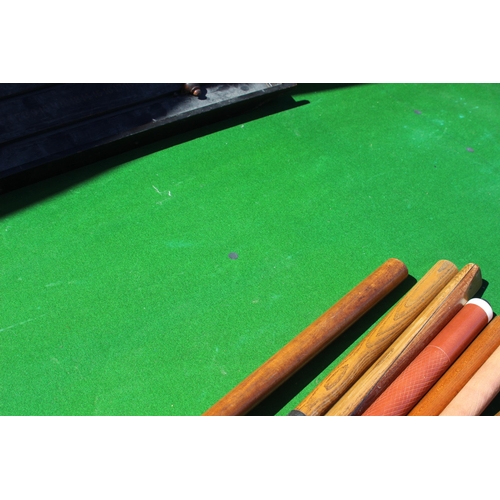 672 - VINTAGE POOL TABLE TOP AND VINTAGE POOL EPHEMERA 
160 X 86CM