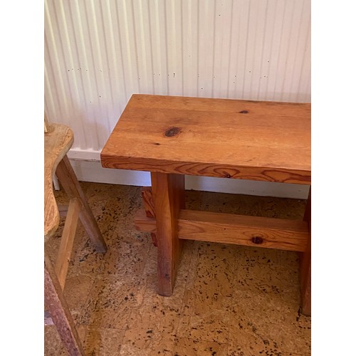 113 - VINTAGE PINE TABLE AND CHAIR 
38 X 40 X 87CM