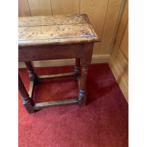 114 - ANTIQUE OAK COUNTRY STOOL - A/F
46 X 29 X 55CM