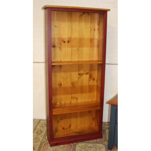 35 - SOLID PAINTED PINE BOOKCASE AND CUPBOARD