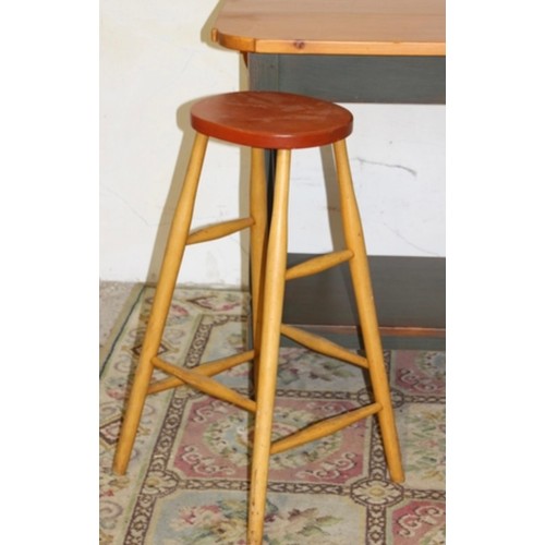 36 - PAINTED PINE DROP SIDED TABLE WITH PAIR OF STOOLS