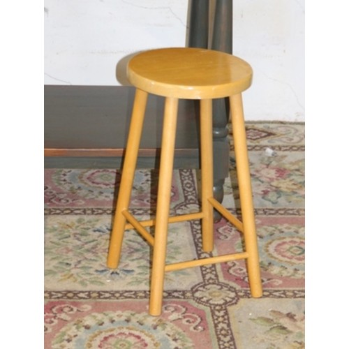 36 - PAINTED PINE DROP SIDED TABLE WITH PAIR OF STOOLS