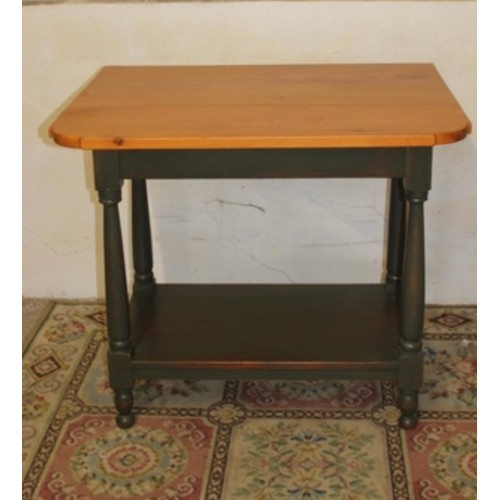 36 - PAINTED PINE DROP SIDED TABLE WITH PAIR OF STOOLS