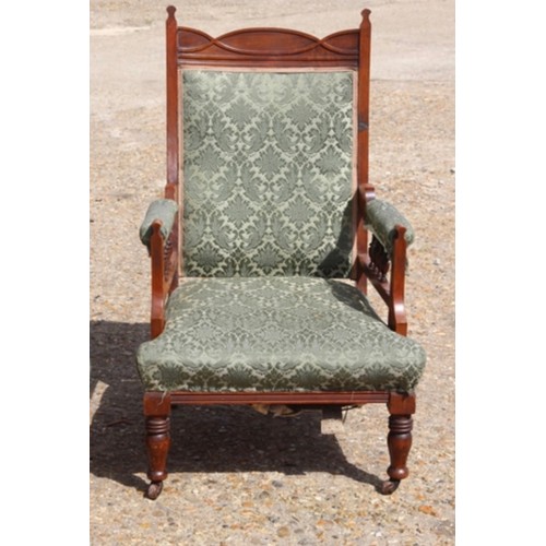 78 - PAIR OF EDWARDIAN FIRESIDE ARMCHAIRS - A/F 
67 X 63 X 104CM