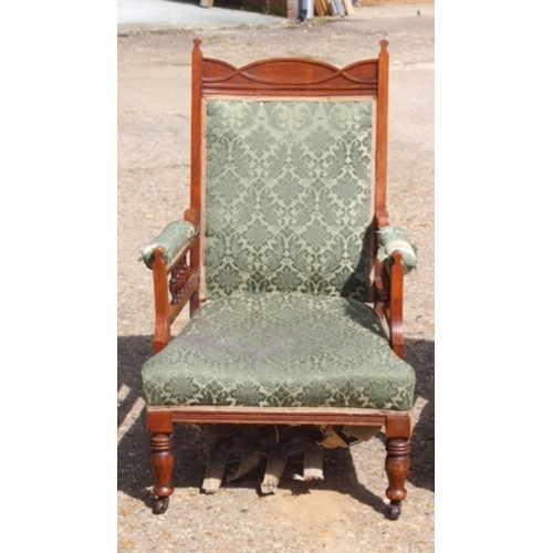 78 - PAIR OF EDWARDIAN FIRESIDE ARMCHAIRS - A/F 
67 X 63 X 104CM