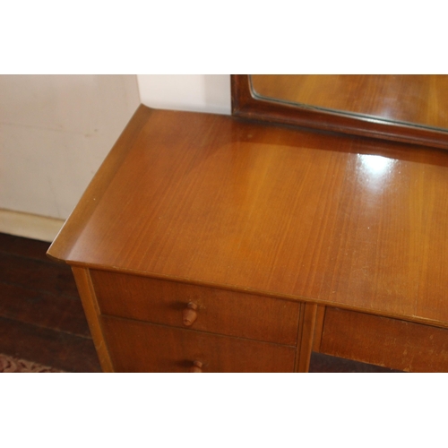 107 - RETRO GIMSON AND SLATER FRENCH WALNUT LOMBARDY DRESSING TABLE 
140 X 50 X 119CM