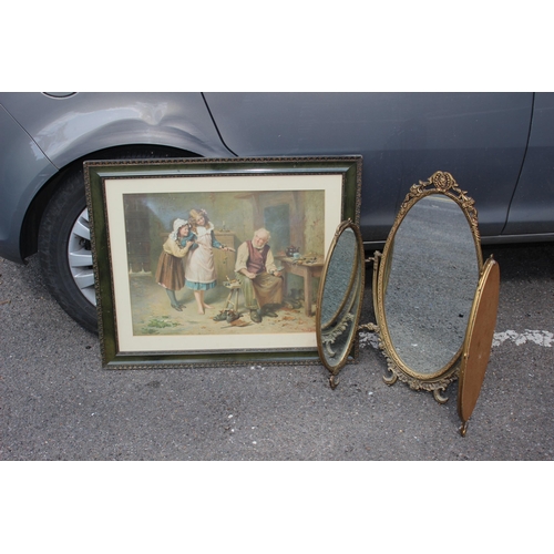 191 - ORNATE MIRROR, PICTURES AND WALL HANGING
73 x 60cm