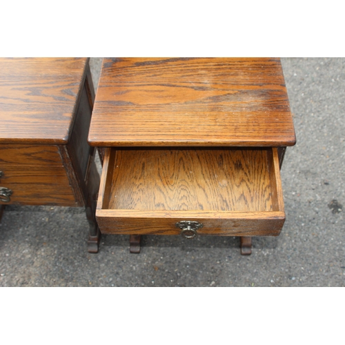 28 - PAIR OF VINTAGE OAK BEDSIDE TABLES AND HEADBOARD
138 X 90CM