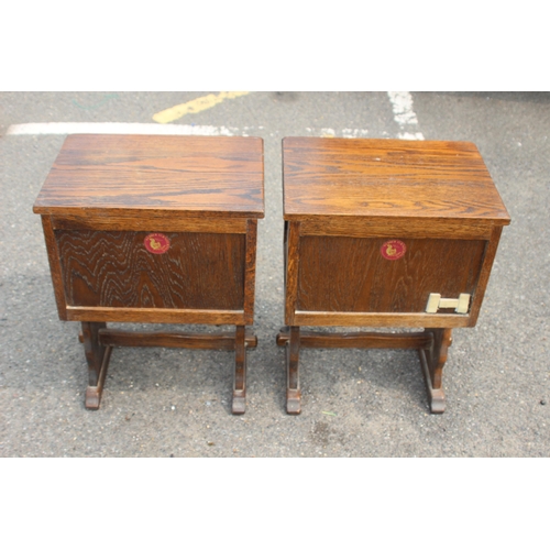 28 - PAIR OF VINTAGE OAK BEDSIDE TABLES AND HEADBOARD
138 X 90CM