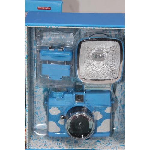 413 - FISHEYE-LAMAGRAPHY AND DIANA AND FLASH CAMERAS - UNOPENED  IN BOX