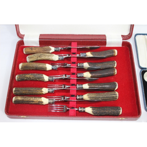 419 - CASED SET OF STEAK KNIVES AND COFFEE BEAN SPOONS