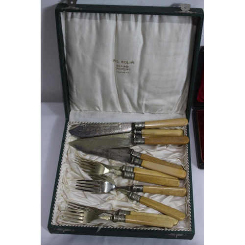 421 - QUANTITY OF CASED CUTLERY ETC