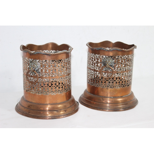 437 - 2 X COPPER WINE TALL COASTERS 
15.5CM