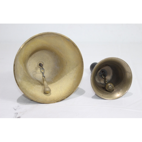 579 - 2 X VINTAGE HAND BELLS 
24CM