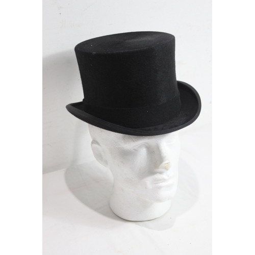 597 - VINTAGE MOSS BROS TOP HAT - SIZE 7 1/8 - 58