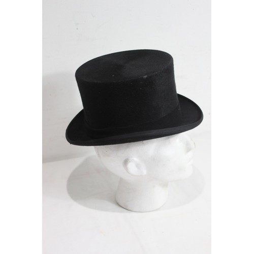 597 - VINTAGE MOSS BROS TOP HAT - SIZE 7 1/8 - 58