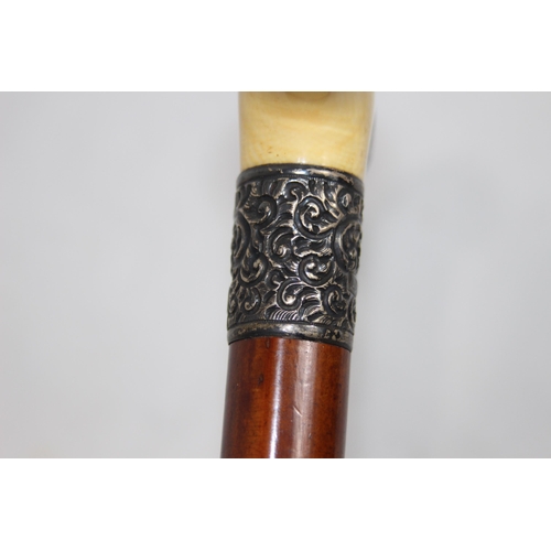 613 - 2 X SILVER BANDED WALKING STICKS