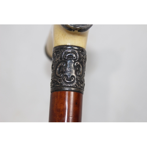 613 - 2 X SILVER BANDED WALKING STICKS