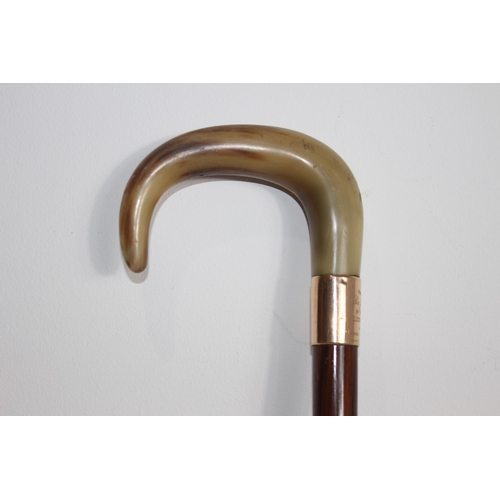 614 - GOLD TOPPED ENGRAVED WALKING STICK