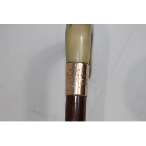 614 - GOLD TOPPED ENGRAVED WALKING STICK