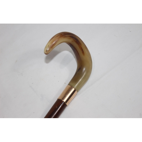 614 - GOLD TOPPED ENGRAVED WALKING STICK