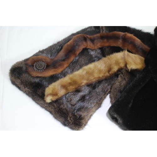 634 - VINTAGE FUR COAT AND 3 FUR STOLES