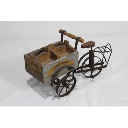 687 - VINTAGE WOODEN TRADERS TOY BIKE 
28CM