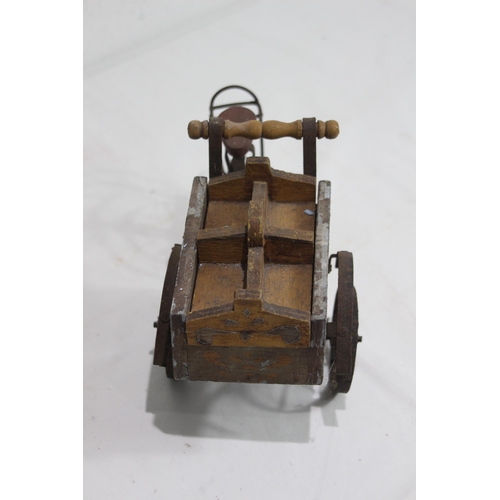 687 - VINTAGE WOODEN TRADERS TOY BIKE 
28CM