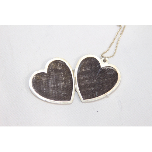 1045 - HEART SHAPED SILVER LOCKET ON SILVER CHAIN