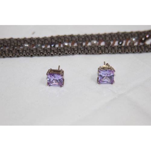 1049 - SILVER BRACELET AND EARRINGS