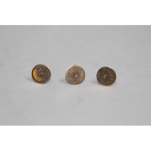 1241 - ANTIQUE CASED 3 X 15CT GOLD BUTTONS