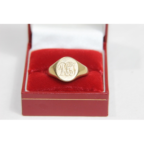 1245 - 9CT GOLD GENTS RING - 7.4G - SIZE S