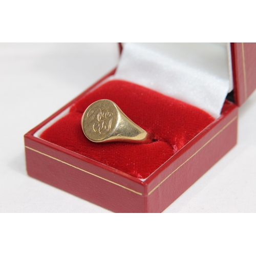 1245 - 9CT GOLD GENTS RING - 7.4G - SIZE S