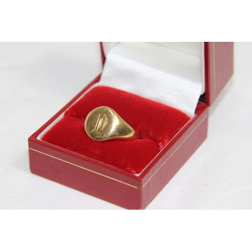 1248 - 18CT GOLD GENTS RING - 7.65G - SIZE Q