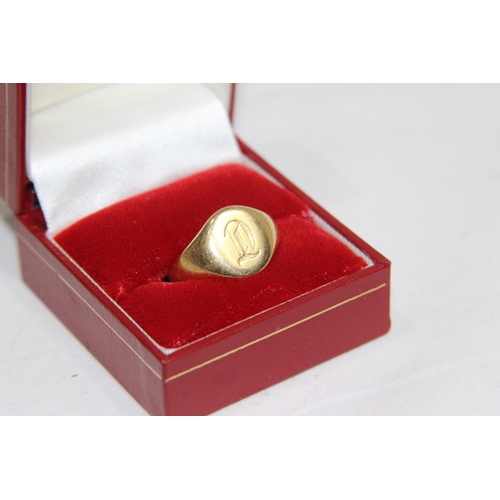 1248 - 18CT GOLD GENTS RING - 7.65G - SIZE Q