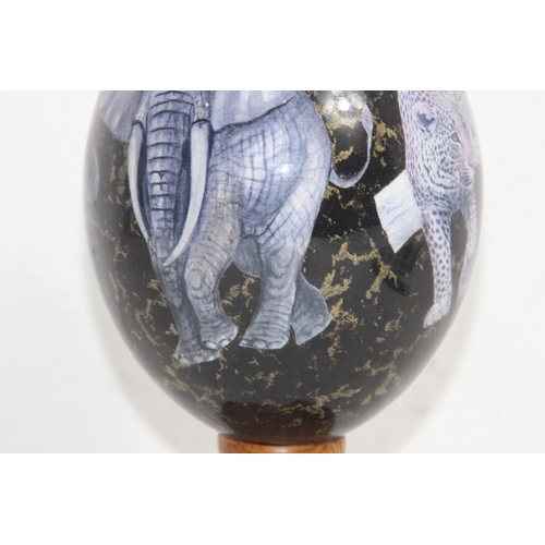 903 - PAINTED EMU EGG ON STAND 
21CM